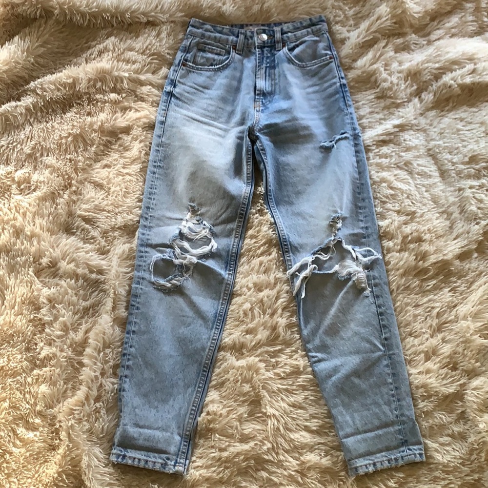 zara straight leg high waist jeans